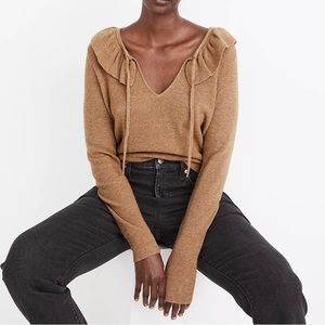 Madewell Tie-Neck Ruffle Pullover Sweater | Size Small